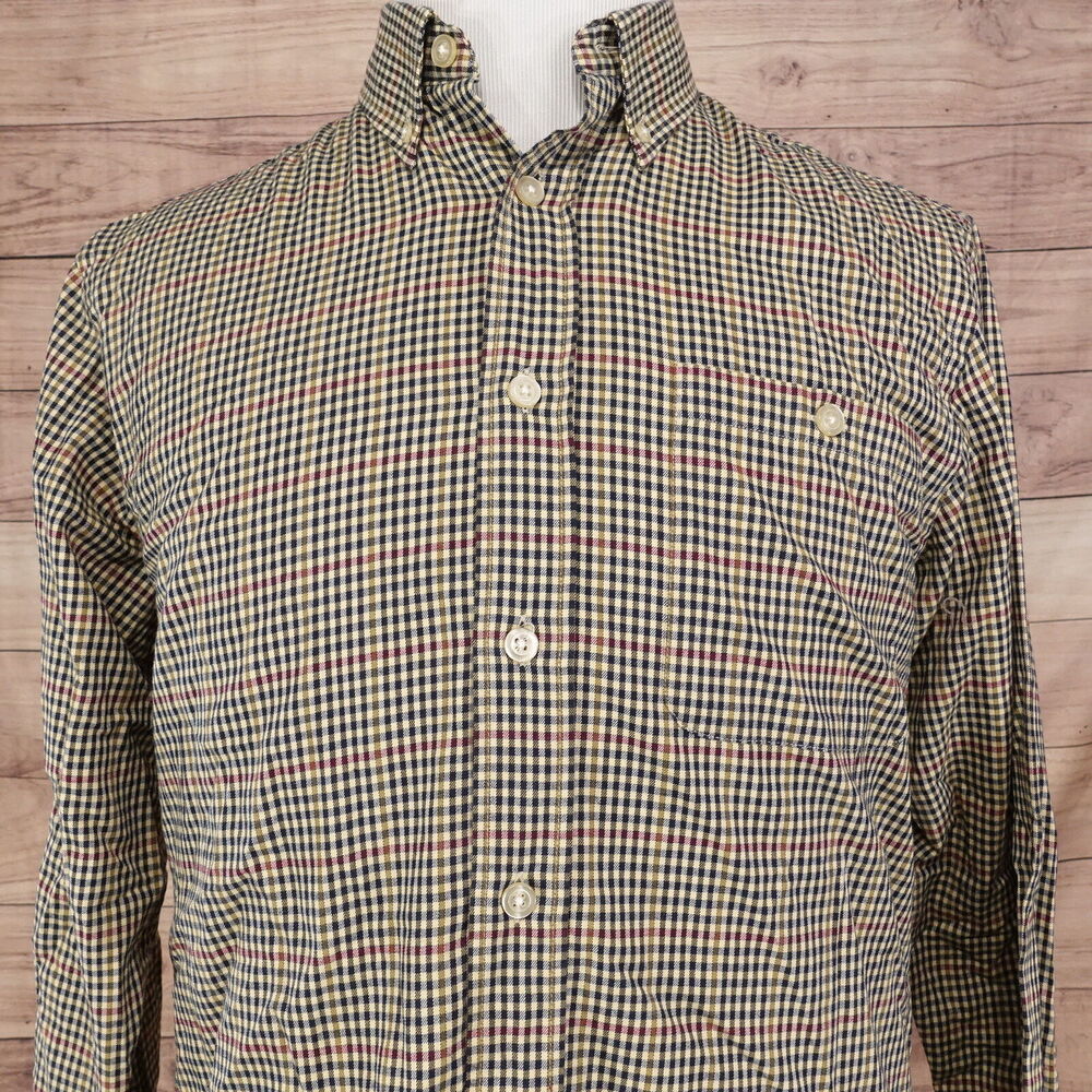 ORVIS LONG SLEVE YELLOW CHECK BUTTON DOWN SHIRT MENS SIZE M MEDIUM